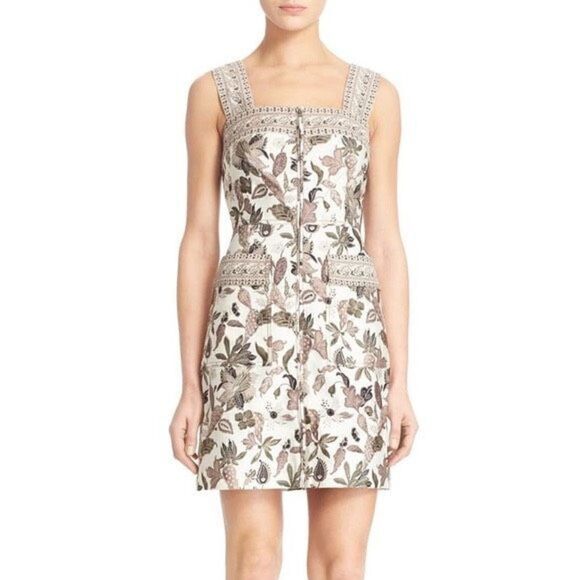 Tory Burch Dresses & Skirts - NWT Tory Burch New Ivory Wisteria Silk Sleeveless Zip Up Women's Shift Dress Siz